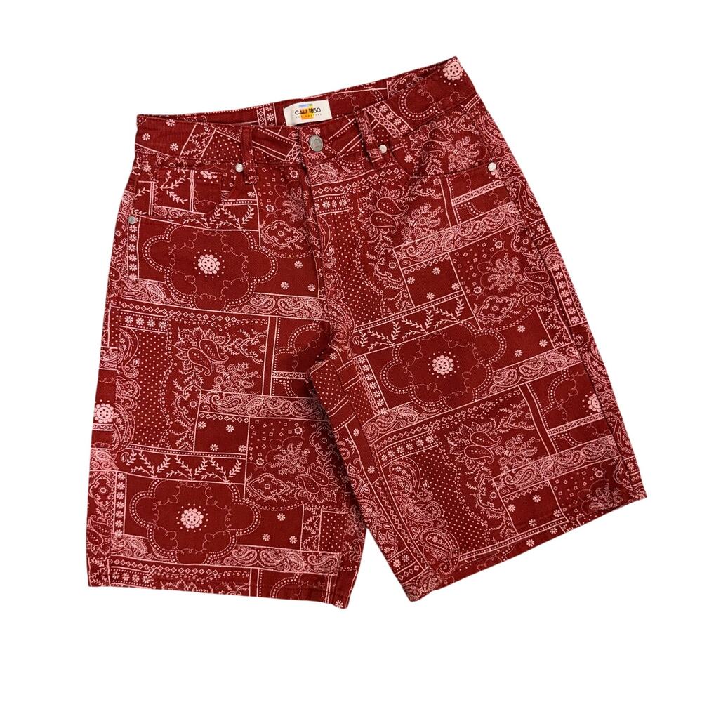 Cali 1850 Los Angeles Red Bandana Bermuda Shorts 5/27